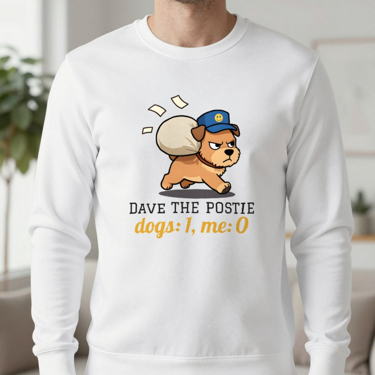 Personalised Postie T-Shirt & Sweatshirt Sweatshirt in White, worn, our photo
