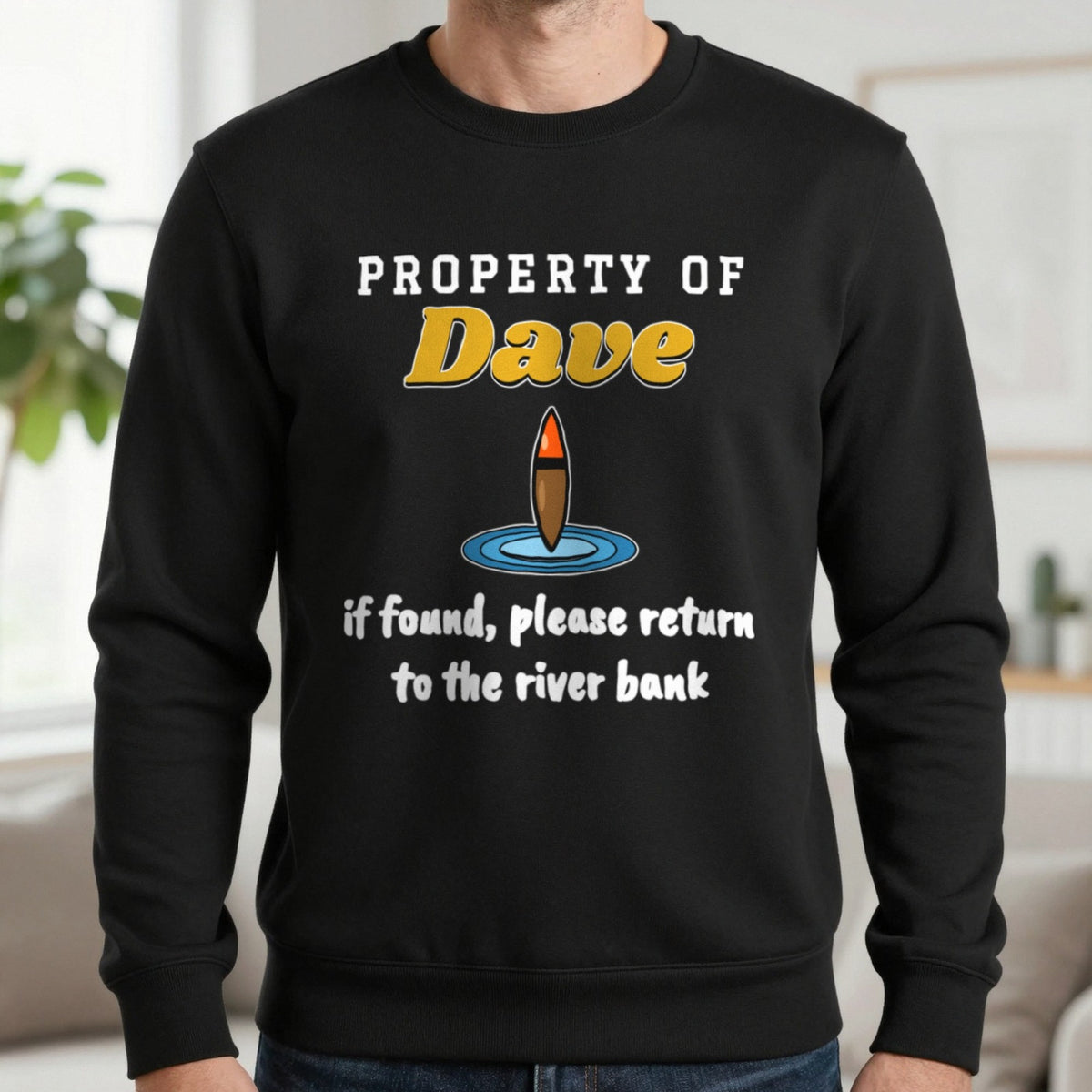 Personalised Property Of Angler T-Shirt & Sweatshirt Sweatshirt in Black, worn, our photo