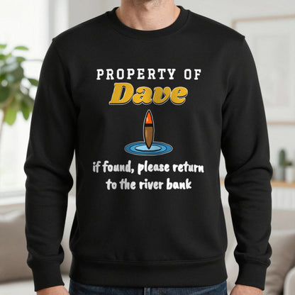Personalised Property Of Angler T-Shirt & Sweatshirt Sweatshirt in Black, worn, our photo