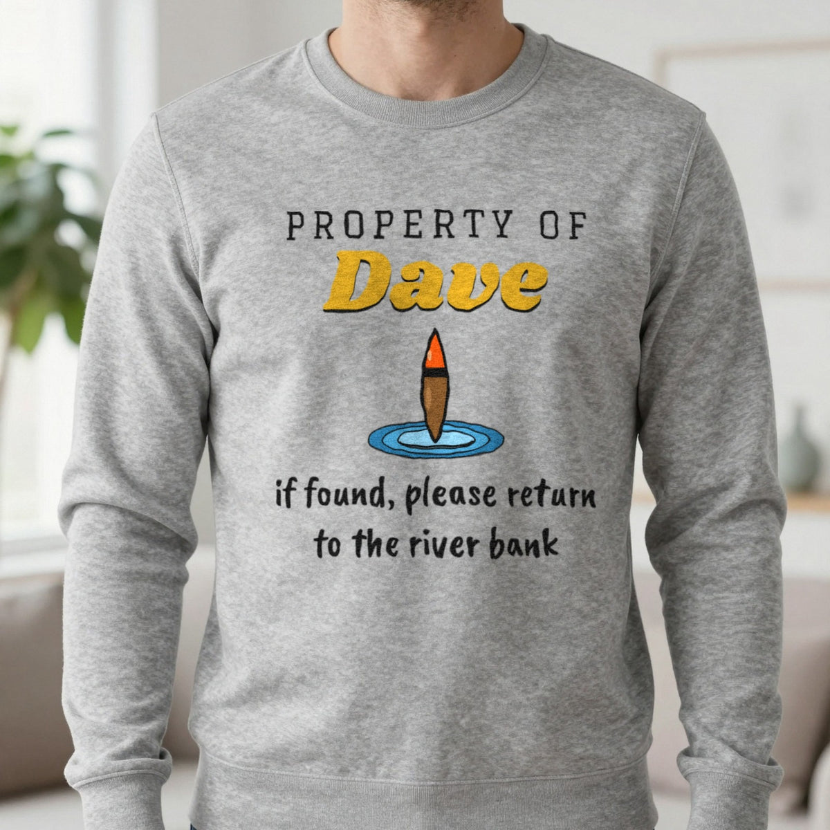 Personalised Property Of Angler T-Shirt & Sweatshirt Sweatshirt in Sport Grey, worn, our photo