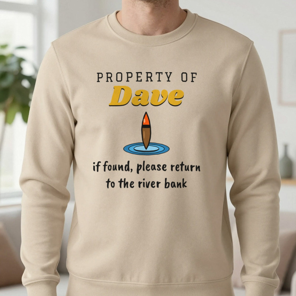 Personalised Property Of Angler T-Shirt & Sweatshirt Sweatshirt in Sand, worn, our photo
