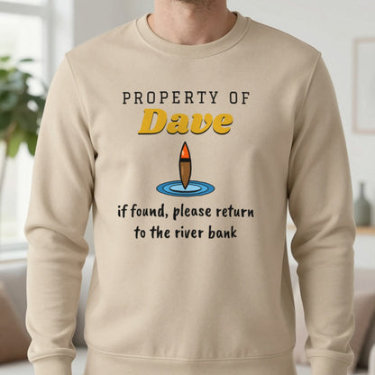 Personalised Property Of Angler T-Shirt & Sweatshirt Sweatshirt in Sand, worn, our photo
