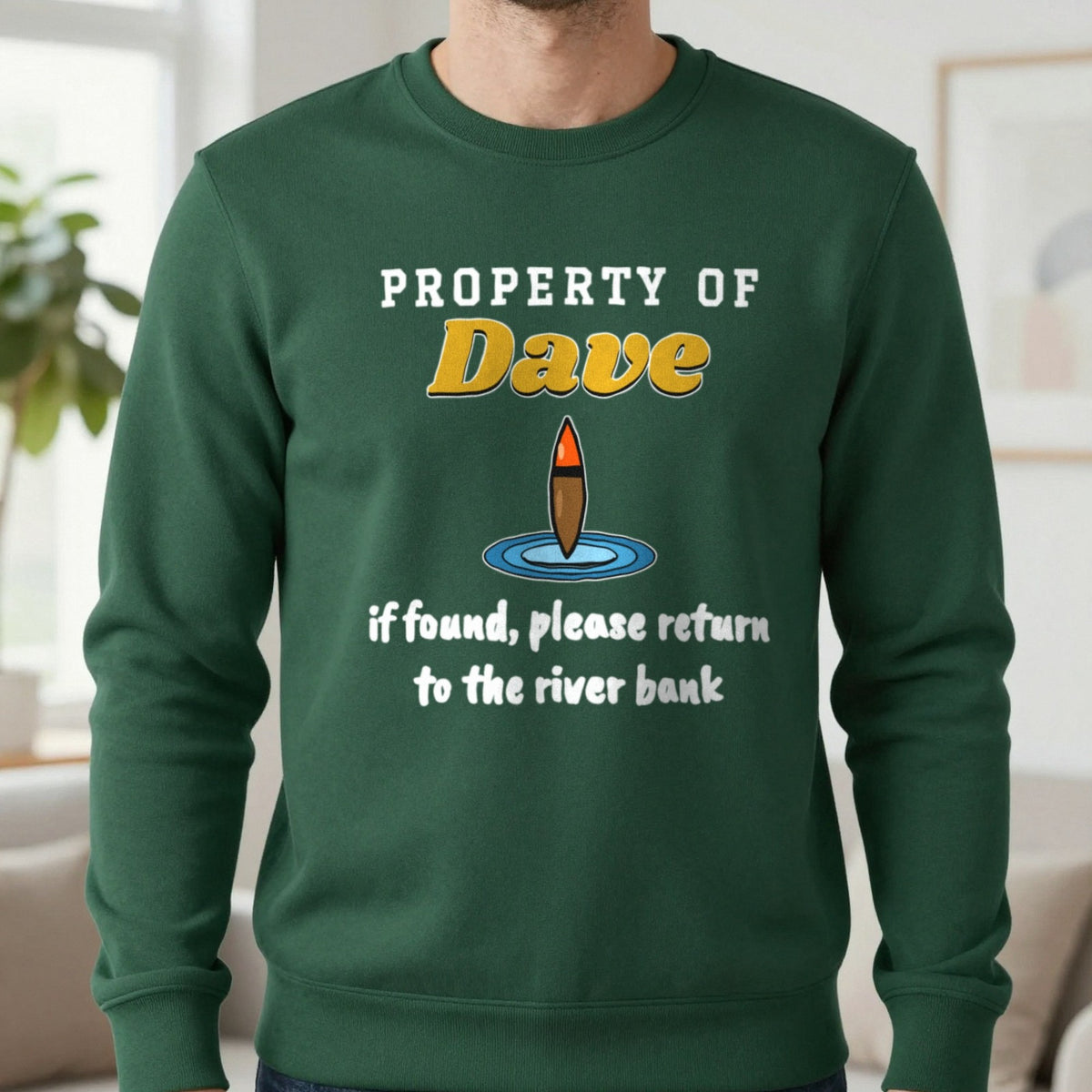 Personalised Property Of Angler T-Shirt & Sweatshirt Sweatshirt in Forest Green, worn, our photo