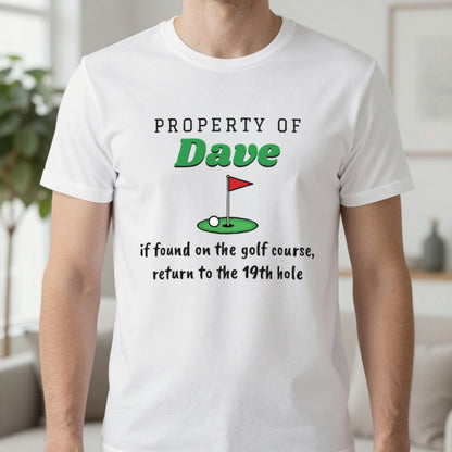 Personalised Property Of Golfer T-Shirt & Sweatshirt T-Shirt in White, worn, our photo