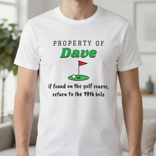 Personalised Property Of Golfer T-Shirt & Sweatshirt T-Shirt in White, worn, our photo