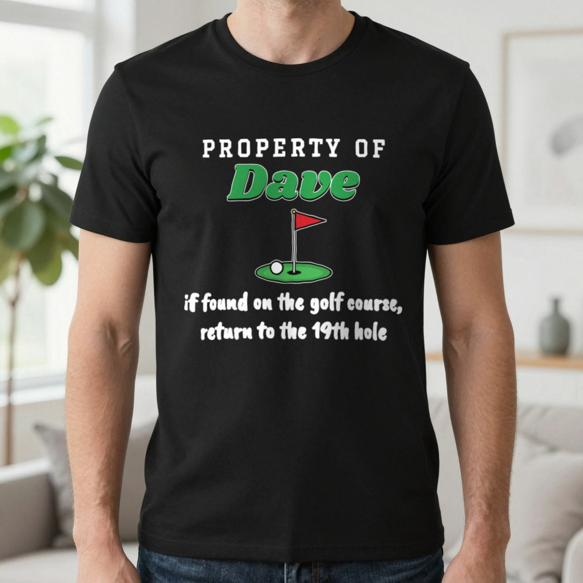 Personalised Property Of Golfer T-Shirt & Sweatshirt T-Shirt in Black, worn, our photo