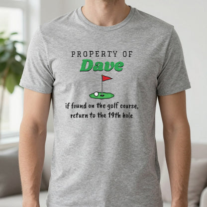 Personalised Property Of Golfer T-Shirt & Sweatshirt T-Shirt in Sport Grey, worn, our photo