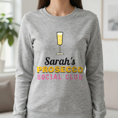 Personalised Prosecco Social Club T-Shirt & Sweatshirt Sweatshirt in Sport Grey, worn, our photo