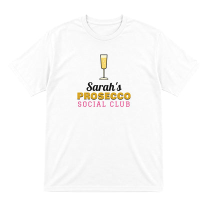 Personalised Prosecco Social Club T-Shirt & Sweatshirt laid flat