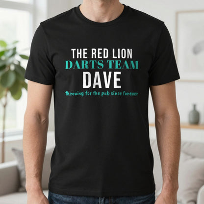 Personalised Pub Darts Team T-Shirt & Sweatshirt T-Shirt in Black, worn, our photo