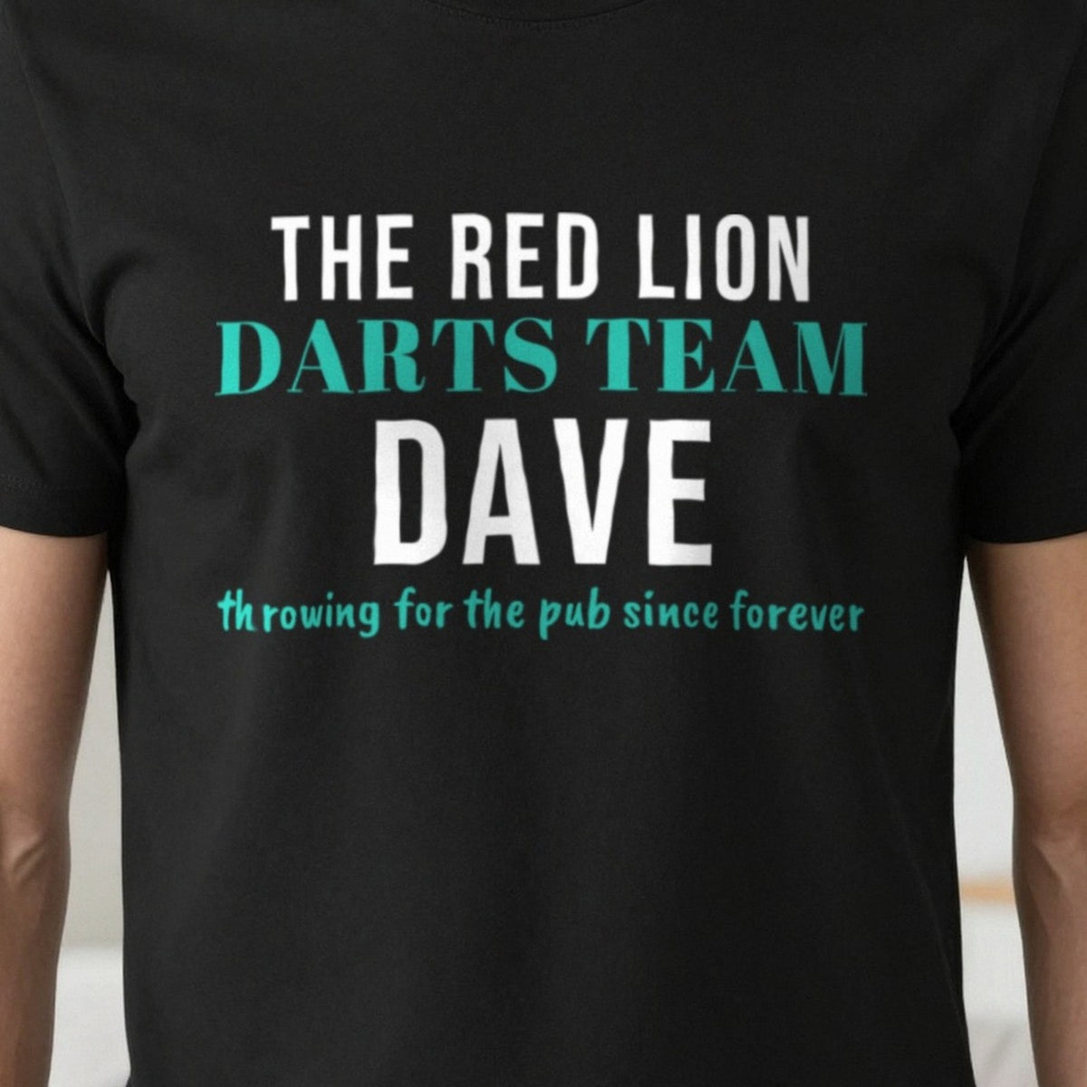 Personalised Pub Darts Team T-Shirt & Sweatshirt print close-up, our photo