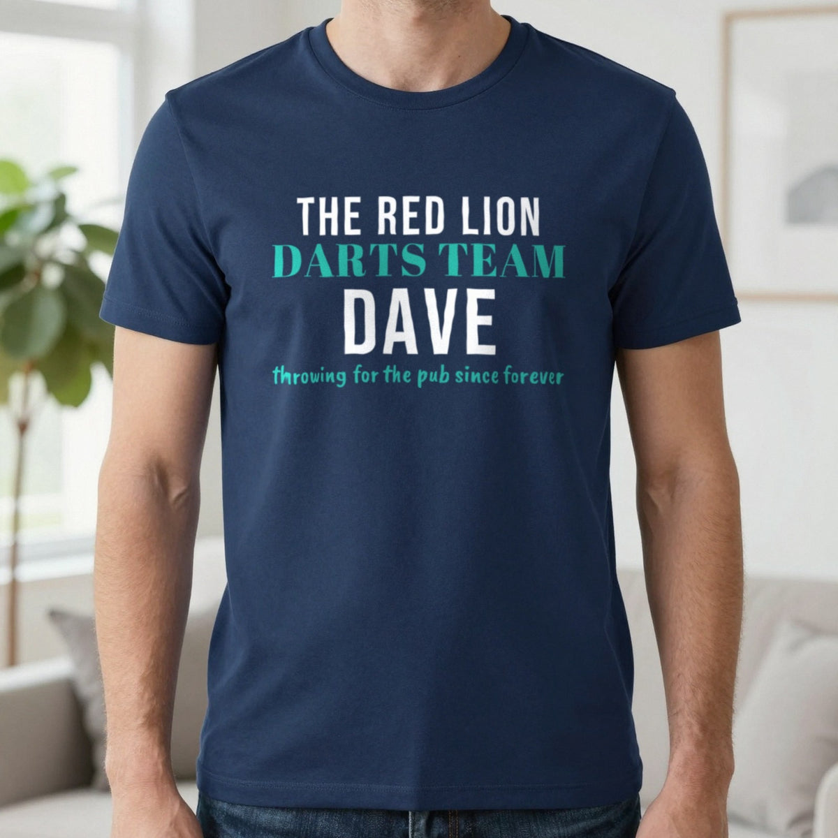 Personalised Pub Darts Team T-Shirt & Sweatshirt T-Shirt in Navy, worn, our photo