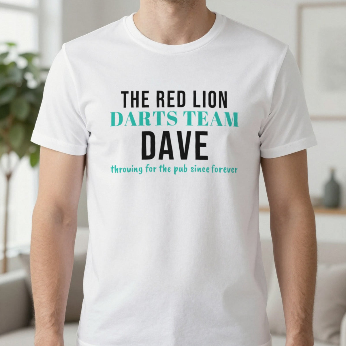 Personalised Pub Darts Team T-Shirt & Sweatshirt T-Shirt in White, worn, our photo