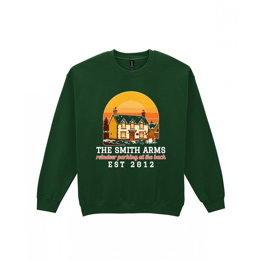 Personalised Christmas Pub Jumper & T-Shirt laid flat