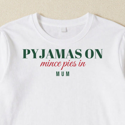 Pyjamas On Mince Pies In personalised print close-up