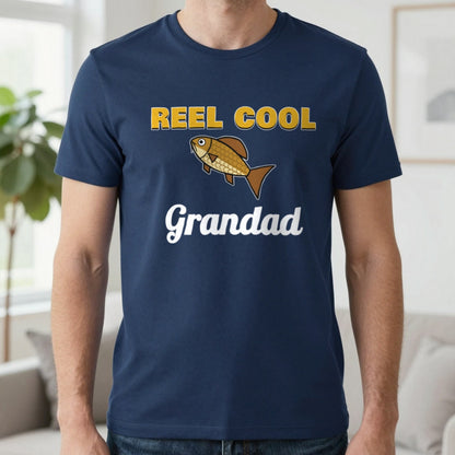 Personalised Reel Cool Grandad T-Shirt & Sweatshirt T-Shirt in Navy, worn, our photo