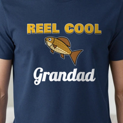 Personalised Reel Cool Grandad T-Shirt & Sweatshirt print close-up, our photo