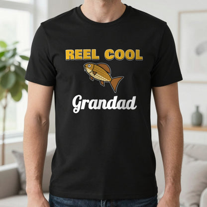 Personalised Reel Cool Grandad T-Shirt & Sweatshirt T-Shirt in Black, worn, our photo