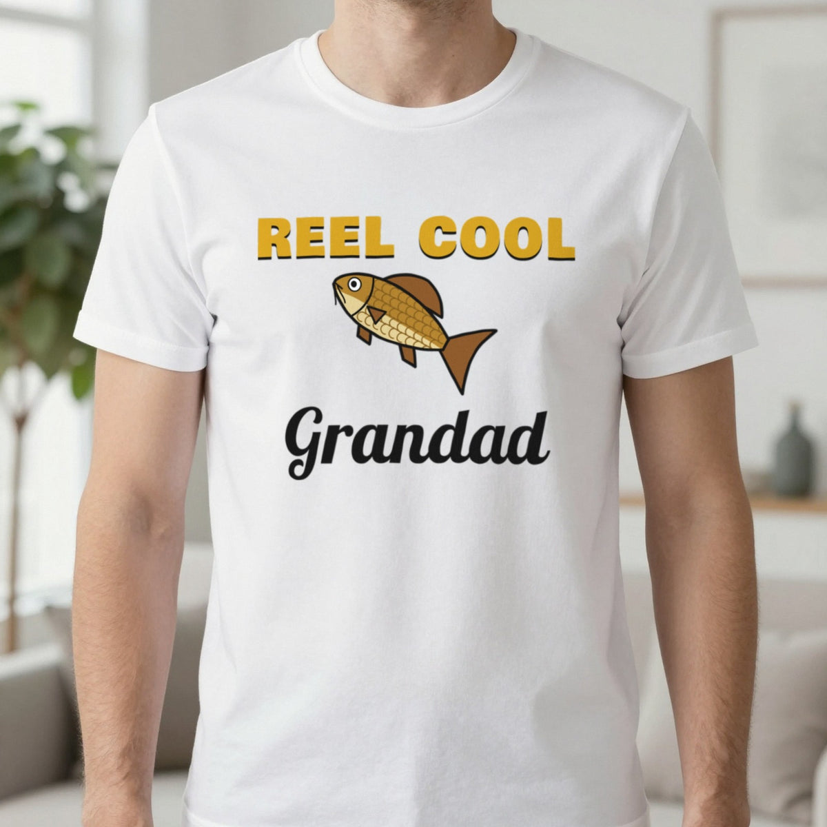 Personalised Reel Cool Grandad T-Shirt & Sweatshirt T-Shirt in White, worn, our photo