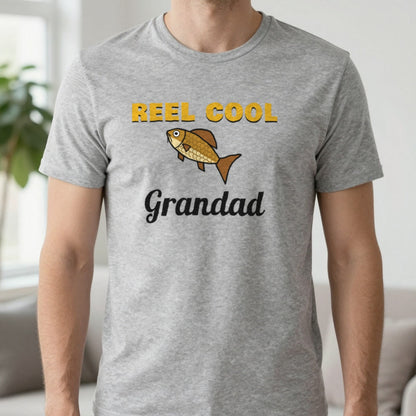 Personalised Reel Cool Grandad T-Shirt & Sweatshirt T-Shirt in Sport Grey, worn, our photo