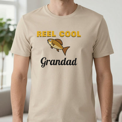 Personalised Reel Cool Grandad T-Shirt & Sweatshirt T-Shirt in Sand, worn, our photo