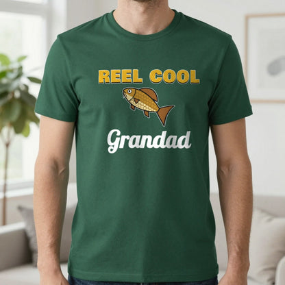 Personalised Reel Cool Grandad T-Shirt & Sweatshirt T-Shirt in Forest Green, worn, our photo