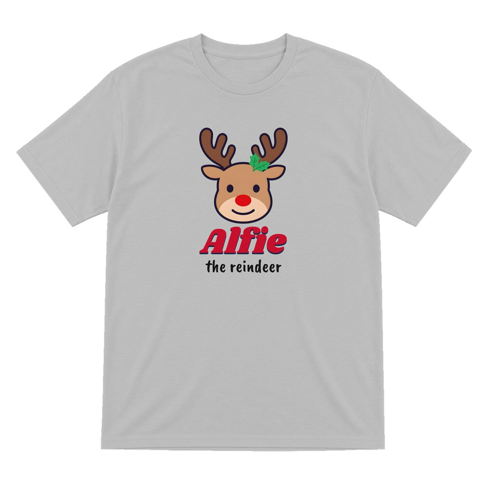 Personalised Reindeer Name Christmas Jumper & T-Shirt T-Shirt in Sport Grey