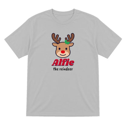 Personalised Reindeer Name Christmas Jumper & T-Shirt T-Shirt in Sport Grey
