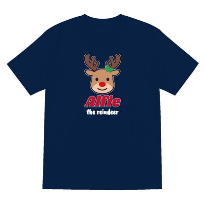 Personalised Reindeer Name Christmas Jumper & T-Shirt T-Shirt in Navy