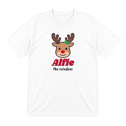 Personalised Reindeer Name Christmas Jumper & T-Shirt T-Shirt in White