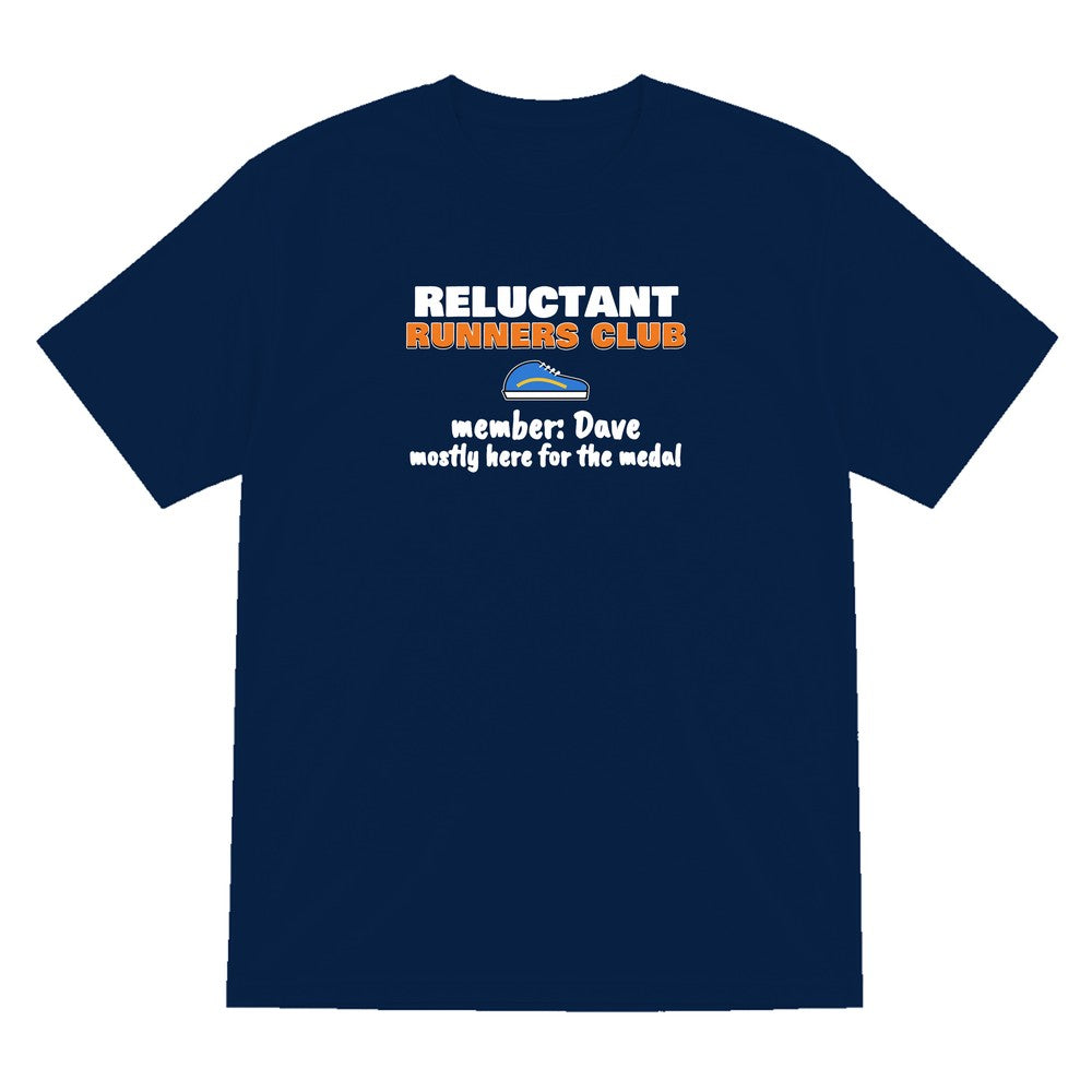 Personalised Reluctant Runners Club T-Shirt & Sweatshirt laid flat