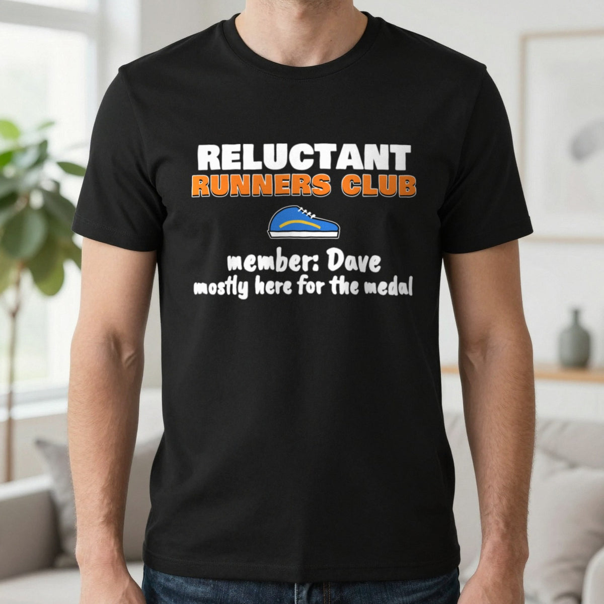 Personalised Reluctant Runners Club T-Shirt & Sweatshirt T-Shirt in Black, worn, our photo