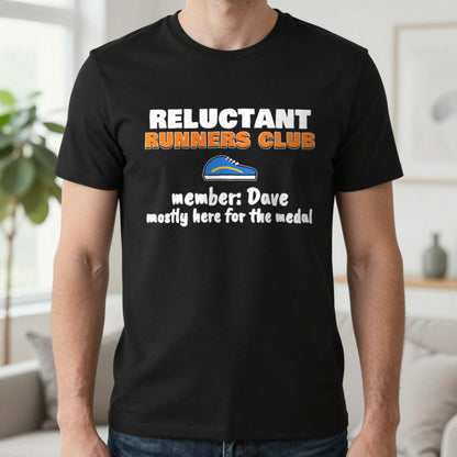Personalised Reluctant Runners Club T-Shirt & Sweatshirt T-Shirt in Black, worn, our photo