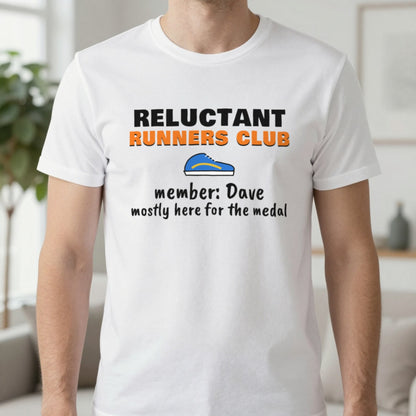 Personalised Reluctant Runners Club T-Shirt & Sweatshirt T-Shirt in White, worn, our photo