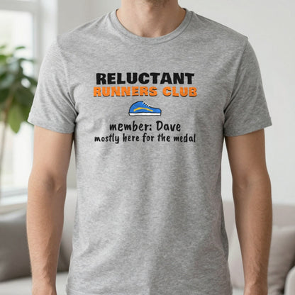 Personalised Reluctant Runners Club T-Shirt & Sweatshirt T-Shirt in Sport Grey, worn, our photo