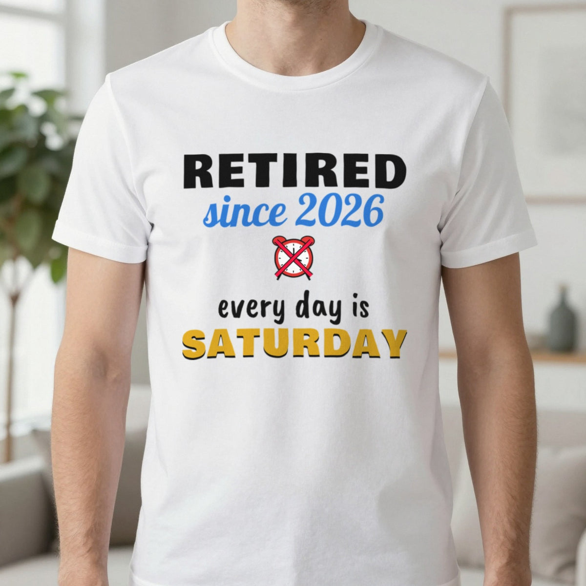 Personalised Retired Since Year T-Shirt T-Shirt in White, worn, our photo