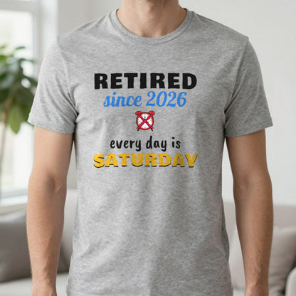 Personalised Retired Since Year T-Shirt T-Shirt in Sport Grey, worn, our photo
