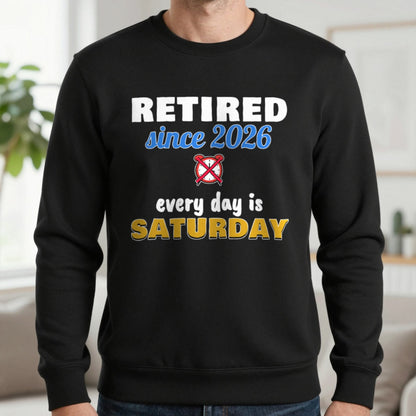 Personalised Retired Since Year T-Shirt Sweatshirt in Black, worn, our photo