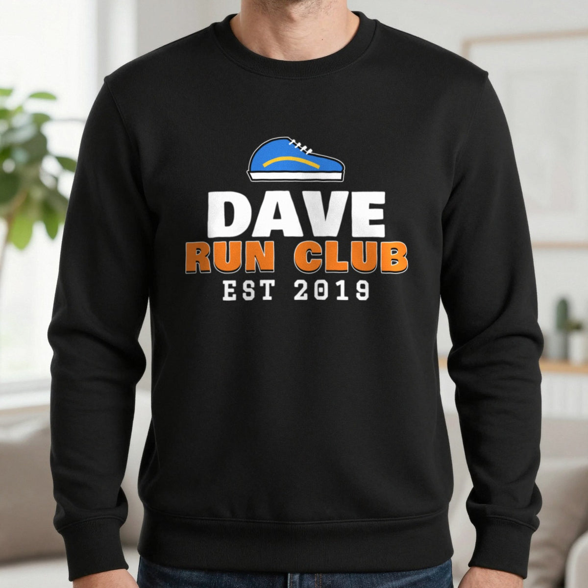 Personalised Run Club T-Shirt & Sweatshirt Sweatshirt in Black, worn, our photo