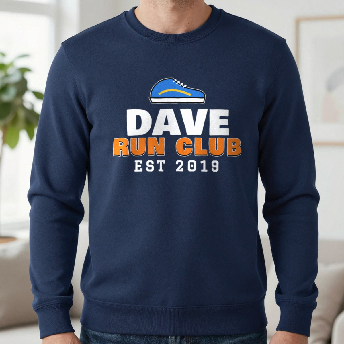 Personalised Run Club T-Shirt & Sweatshirt Sweatshirt in Navy, worn, our photo