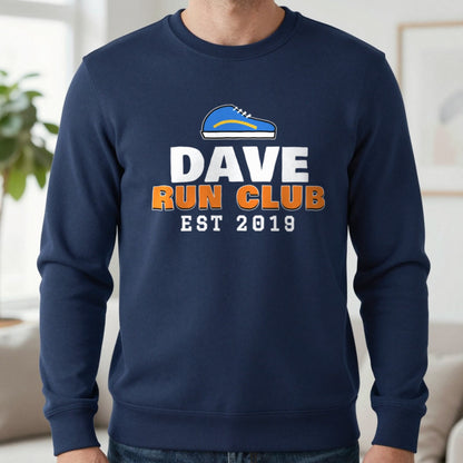 Personalised Run Club T-Shirt & Sweatshirt Sweatshirt in Navy, worn, our photo