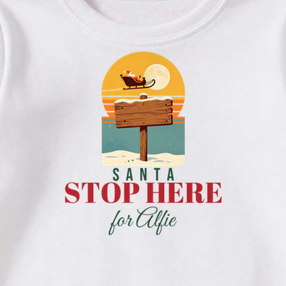 Santa Stop Here personalised print close-up