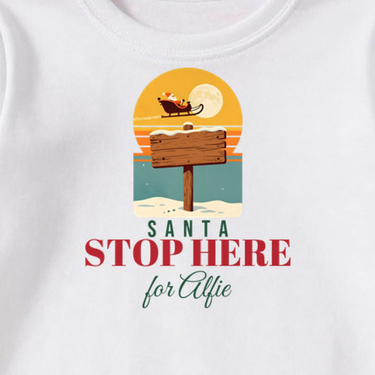 Santa Stop Here personalised print close-up