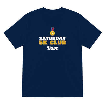 Personalised Saturday 5k Club T-Shirt & Sweatshirt laid flat