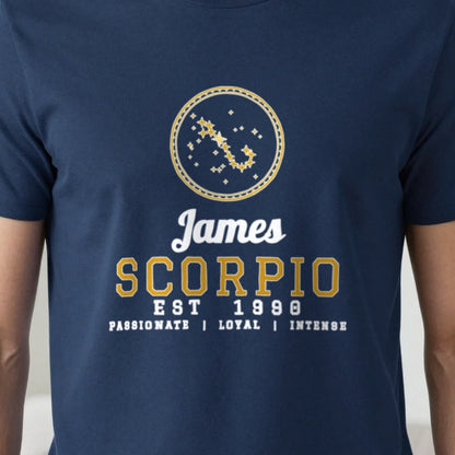 Personalised Scorpio T-Shirt & Sweatshirt print close-up, our photo