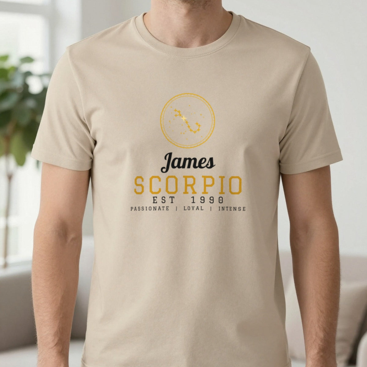 Personalised Scorpio T-Shirt & Sweatshirt T-Shirt in Sand, worn, our photo