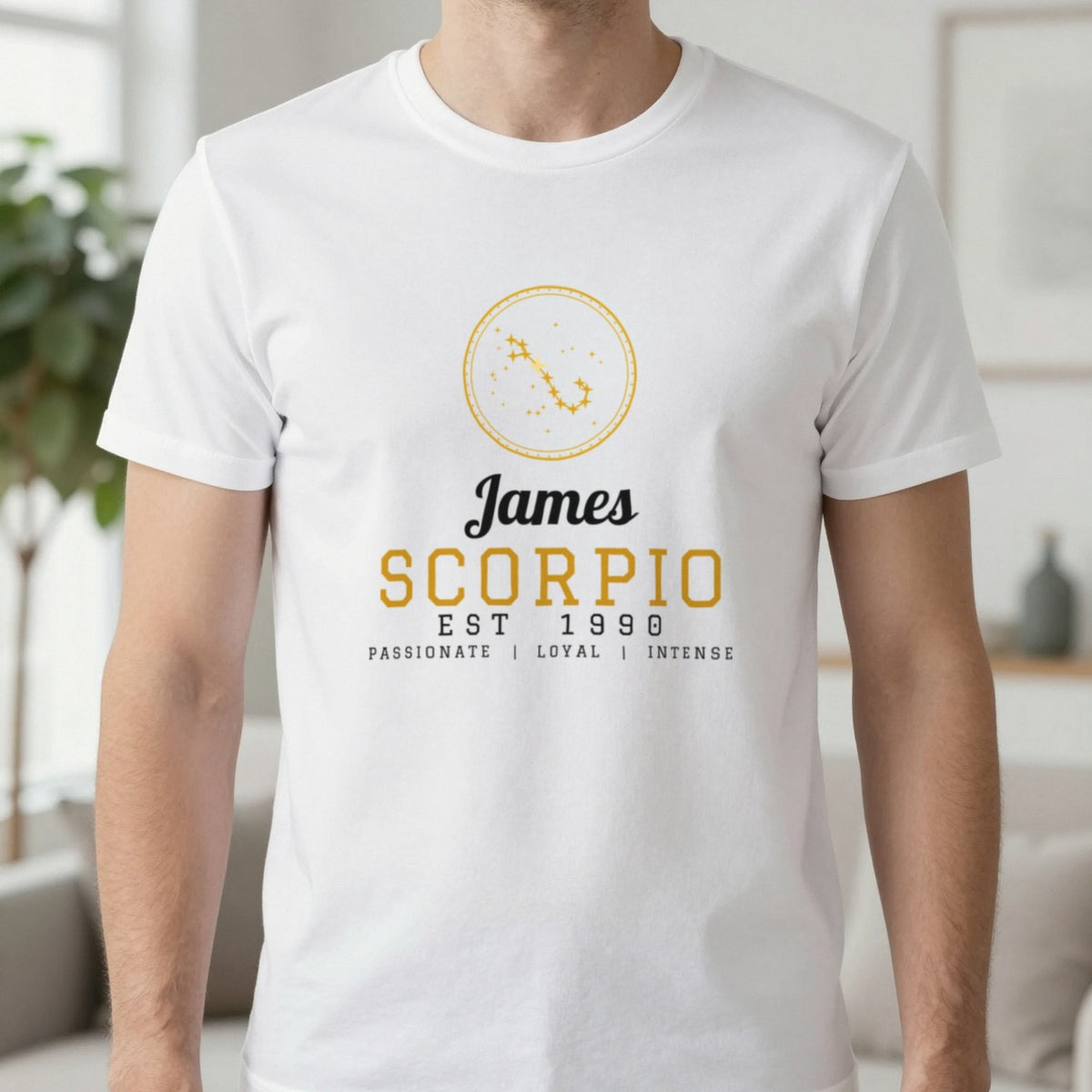 Personalised Scorpio T-Shirt & Sweatshirt T-Shirt in White, worn, our photo