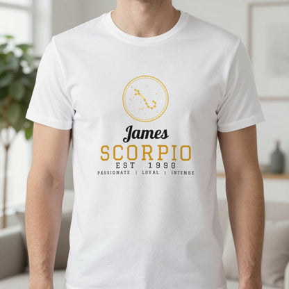 Personalised Scorpio T-Shirt & Sweatshirt T-Shirt in White, worn, our photo