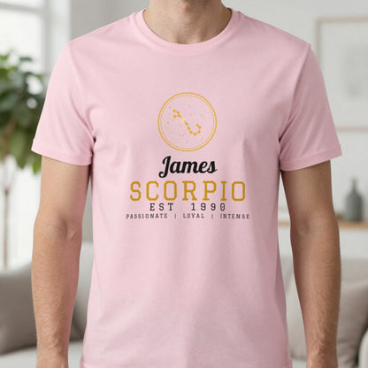 Personalised Scorpio T-Shirt & Sweatshirt T-Shirt in Light Pink, worn, our photo