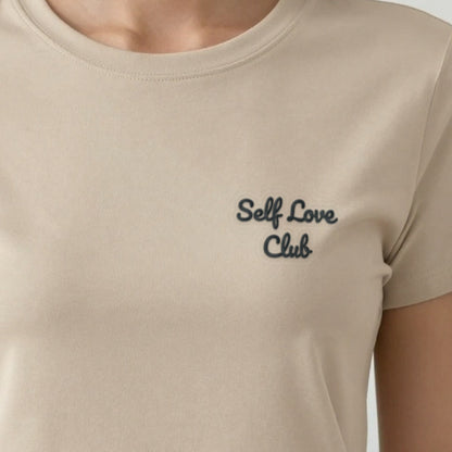 Self Love Club Sweatshirt, adult t-shirt in sand, embroidered